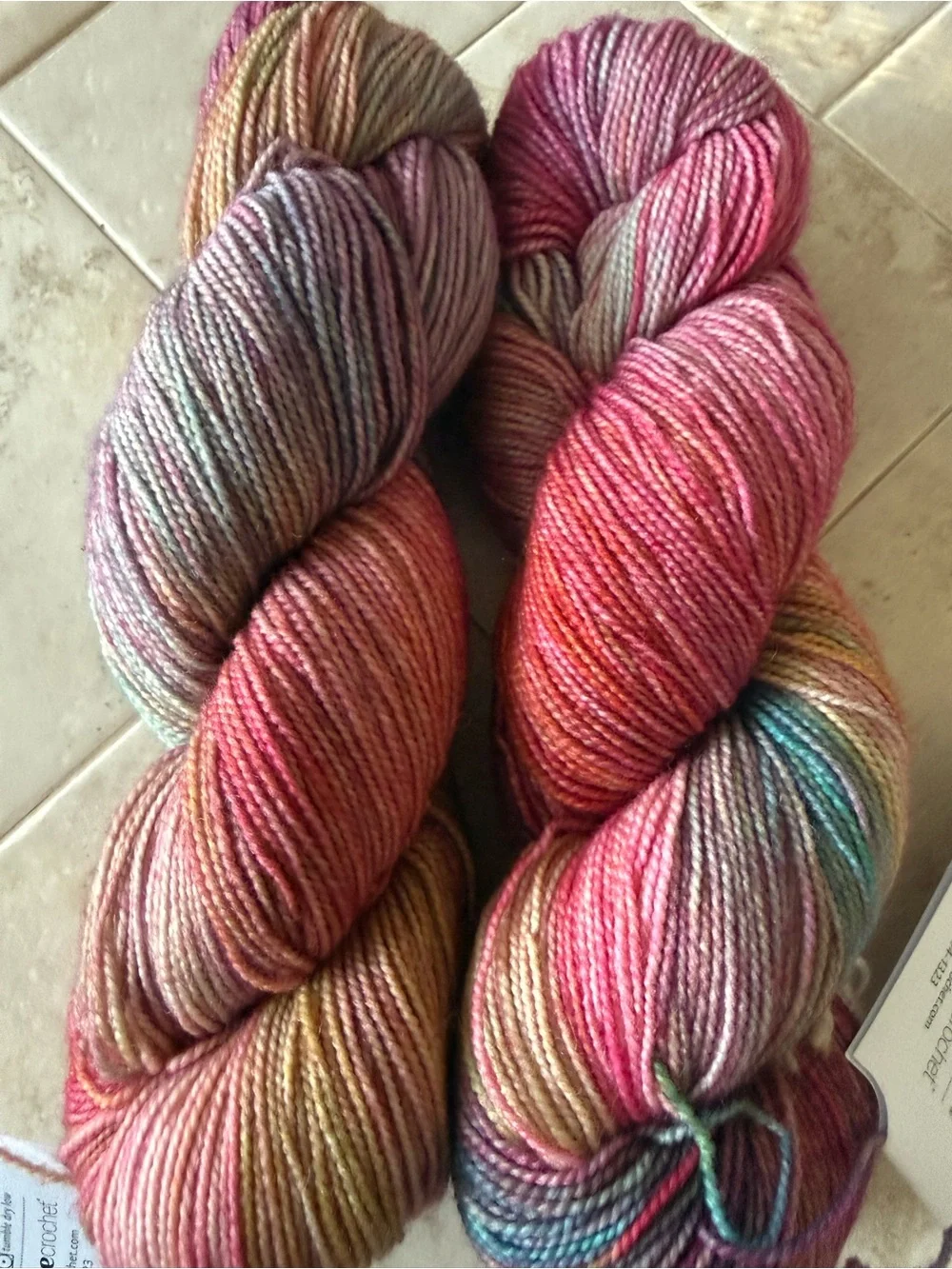 Fingering Weight Multicolor Yarn - Pink/Tan/Green - Burlingame